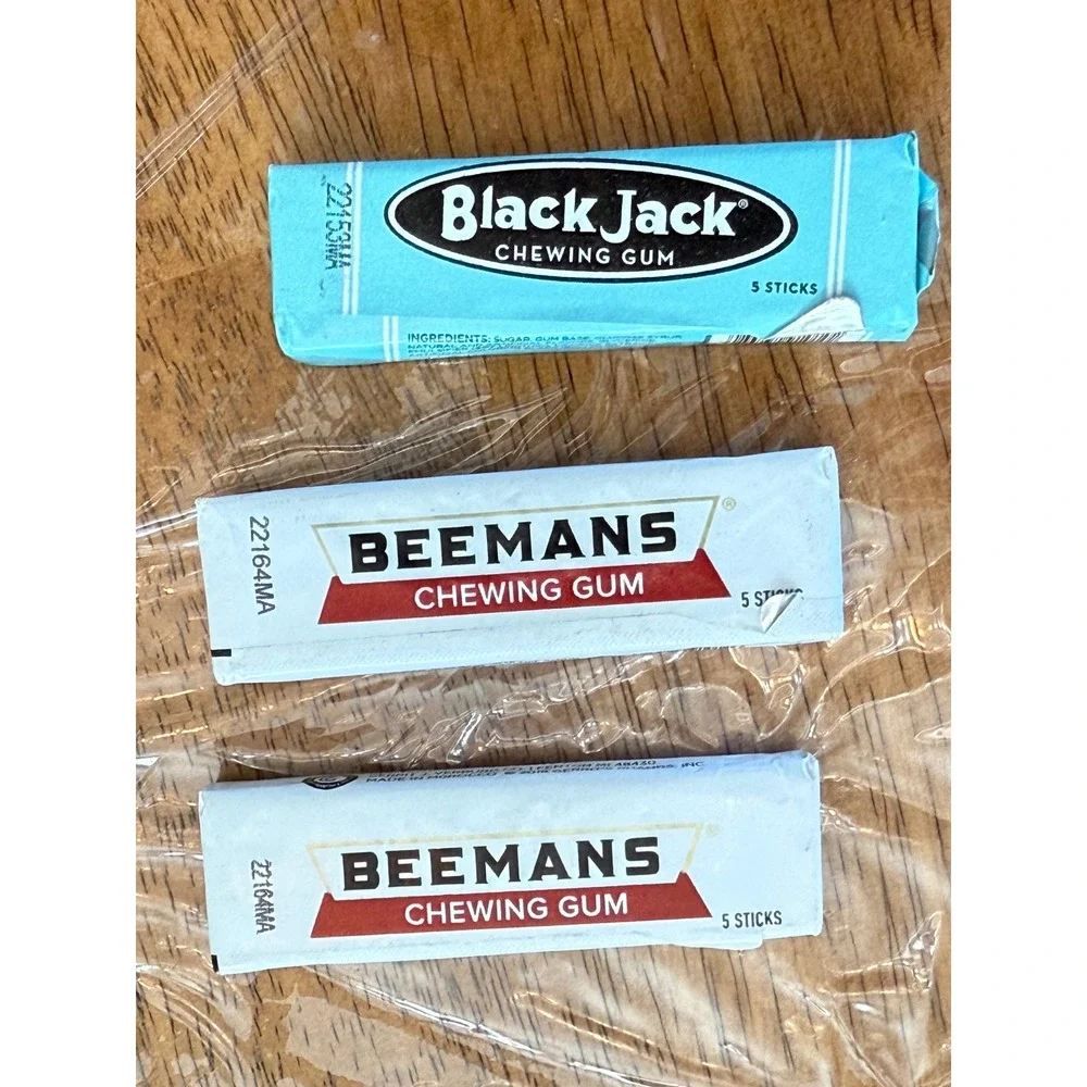 Black Jack Beemans Chewing Gum Pack‎ Lot 3 Sticks Vintage Candy Nostalgia